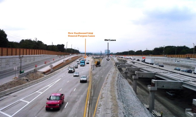 Taken Mon. Sept 15 - View from the Rosser Road I-635 overpass, looking west.  